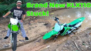 2021 KLX110L - First Ride and got it stuck in the mud!