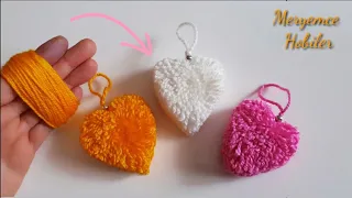 Kolay Ponpon Kalp Yapımı / Pom Pom Heart Making
