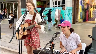 "Amazing Grace" in Public | Mom and Daughter sing | Ella and Karolina Protsenko