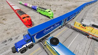 Long Giant Truck Accidents on Rail and Train is Coming #85 | BeamNG Drive