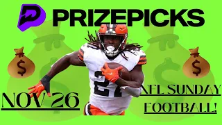 NFL PRIZEPICKS TODAY | Sunday November 26 2023 | BEST FOOTBALL NFL PLAYER PROPS PLAYS + UNDERDOG