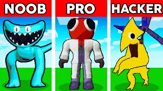 NOOB vs PRO vs HACKER: RAINBOW FRIENDS Build COMPETITION MOVIE