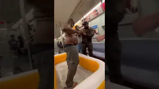 Homeless Man Takes A Shower On NYC Train