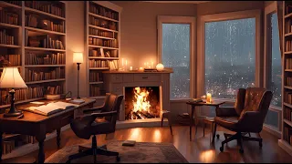 Sounds of burning firewood and rain ASMR for sleeping, meditation, study and relaxation.