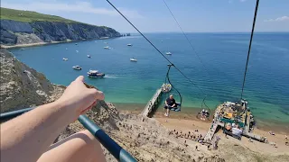 Riding sketchy Chairlift at The Needles - Isle of Wight,DON'T LOOK DOWN!