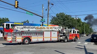 Fire Trucks Responding to Junkyard Fire - Philadelphia Fire Department
