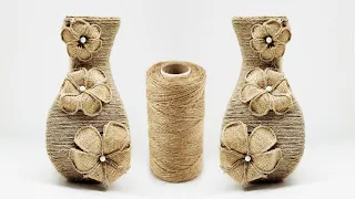 Make your Own Vase with Cardboard and Jute Rope | Jute Craft | Crafts Junction
