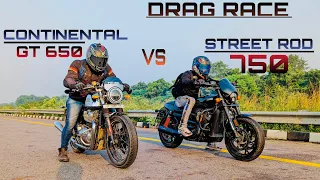 CONTINENTAL GT650 vs HARLEYDAVIDSON STREET-ROD 750😱| ye kya ho gaya gt ke sath😢