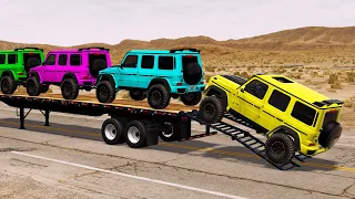 Flatbed Truck Mcqueen  | Transportation with Truck - Pothole vs Car #01 - BeamNG.Drive