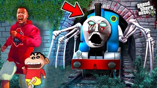 EVIL GHOST TRAIN ATTACKED SHINCHAN AND FRANKLIN in GTA 5