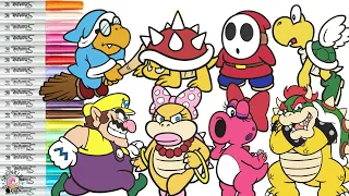 Super Mario Bros Coloring Book Compilation Bowser Wendy Birdo Wario Koopa Paratroopa Kamek Shy Guy