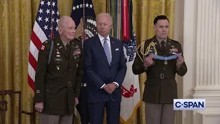 Retired Army Colonel Ralph Puckett receives the Medal of Honor
