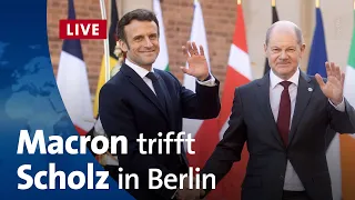 Nach seiner Wiederwahl: Frankreichs Präsident Macron trifft Kanzler Scholz