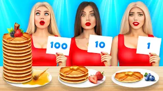 100 LAYERS FOOD CHALLENGE | Giant VS Tiny Food For 24 Hours by RATATA POWER