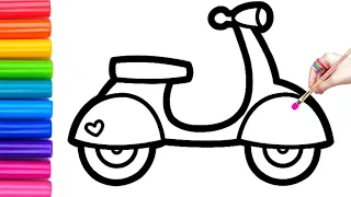 How to draw cute and easy Scooter | Easy Drawing, Painting and Coloring for Kids & Toddlers