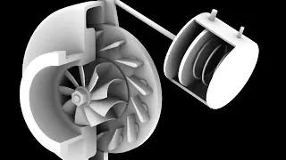 VGT turbocharger cutaway animation