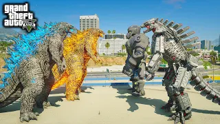 Atomic Godzilla, Nuclear Godzilla Vs Mechani Kong, Mechagodzilla Battle ( GTA V Mods )
