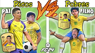 RICOS VS POBRES JOGANDO FIFA 24 NO PLAYSTATION COM CR7 VS CR7 JUNIOR #85 (PAI VS FILHO)