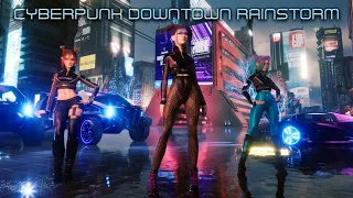 Cyberpunk Downtown Rainstorm