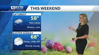 Rain and some storms expected through Saturday. Drying out for Easter Sunday
