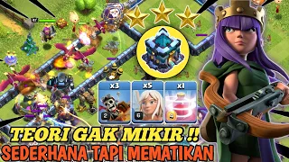 COMBO SIMPEL!! TINGGAL SPAM TH 13 AUTO RATA! DRAGON RIDER+QUEEN WALK RECALL SPELL||Clash Of Clans