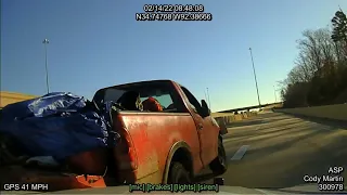 Arkansas State Police with a junk truck - PIT before she hits MORE innocent drivers