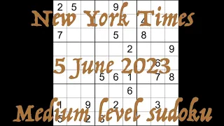 Sudoku solution – New York Times sudoku 5 June 2023 Medium level