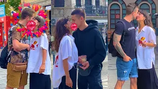 🔥Girl Kissing Strangers On The Street! 😍😦