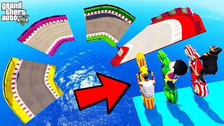 FRANKLIN TRIED IMPOSSIBLE COLOURFUL ROAD MEGA RAMP JUMP PARKOUR CHALLENGE GTA 5 | SHINCHAN and CHOP