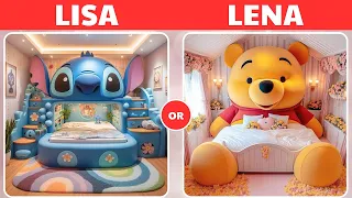 "Lisa or Lena 👸❤️❤️ Bedroom Edition | Cute Bedroom, Handbag, Makeup & More | NIMBLE QUIZ"
