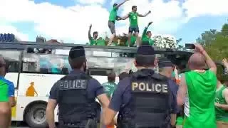 Irish fans storm Lille tour bus & get removed by police - Euro 2016