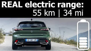 Peugeot 308 Hybrid 225 electric range: city, highway, real-life test mpkWh kWh/100 km PHEV Wh/mi