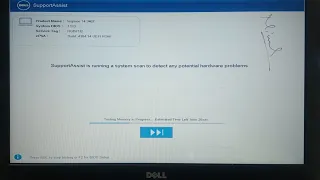 SupportAssist is running a system scan to detect any potential hardware problems || Testing Memory |