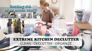 EXTREME KITCHEN DECLUTTER // clean and organize with me // getting rid of so much stuff!