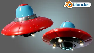 Blender Timelapse Modeling and shading stylized UFO+Free Model