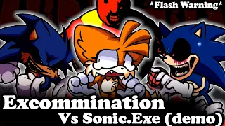 FNF | Excommination - Vs Sonic.Exe (demo) (Flash Warning) | Mods/Hard/Gameplay |