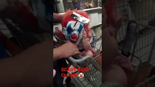 Baby wears scary clown mask in Walmart 🤡🎃😱🥰😂#scarybabyclown#