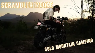 SOLO mountain camping on a TRIUMPH SCRAMBLER 1200 asmr RAW AUDIO