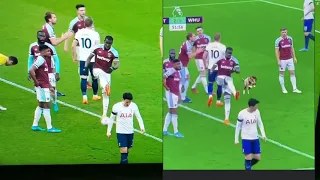 Son Heung-min gets knocked over by the ball