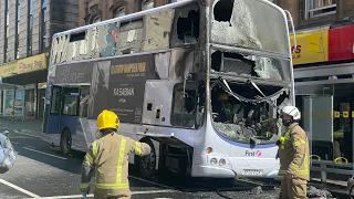 First Glasgow SF07 FDY Bus Fire and Burnt to a Crisp on Renfield Street in Glasgow City Centre