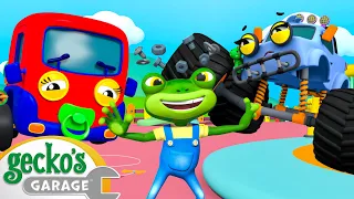 Monster Truck Modification | Gecko the Mechanic | Vehicle Repair Cartoons | Buses, Trucks and Cars