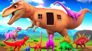 Dinosaurs Building a Giant Mud House: T-Rex and Brachiosaur in Jurassic Zoo Adventures