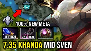 NEW 7.35 OP MID SVEN First Item Scepter Khanda 100% Aggressive Flying Hammer Stun Dota 2