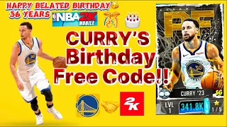 😱!!! Stephen Curry’s birthday Free Code !!! 😱 Nba 2K mobile