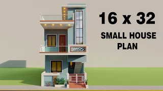 3D Small house planing,duplex house elevation,16x32 2 bedroom house plan,3D ghar ka naksha