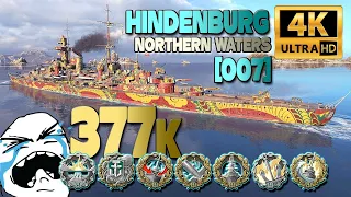 Cruiser Hindenburg on map Northern Waters, 377k damage - World of Warships