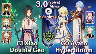 NEW SPIRAL ABYSS 3.0! C1 Xiao Double Geo & C0 Ayato Hyperbloom Dendro MC | Floor 12 Full 9 Stars