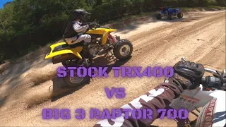 TRX400 vs RAPTOR 700 with Tune, Exhaust, and Intake.