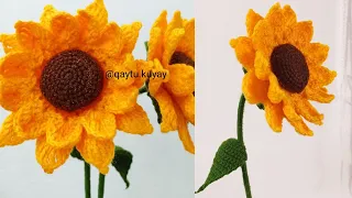 flores tejido-Girasoles 🌻 realista sin alambre en croche