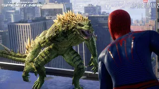 Marvel's Spider-Man 2 peter vs lizard with TASM suit